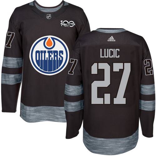 Adidas Oilers #27 Milan Lucic Black 1917-100th Anniversary Stitched NHL Jersey